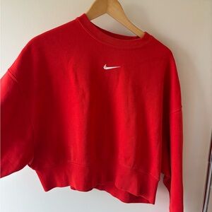 Nike Red Crewneck Sweatshirt with White Swoosh Tag